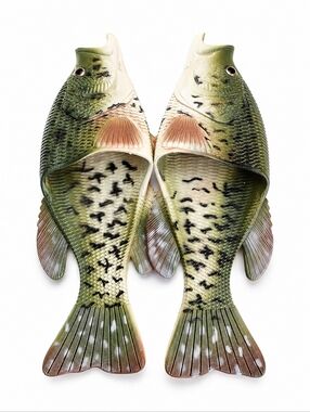 River's Edge Men's Crappie Fish Shaped Rubber Slides Sandals 10-10.5 Gag Gift